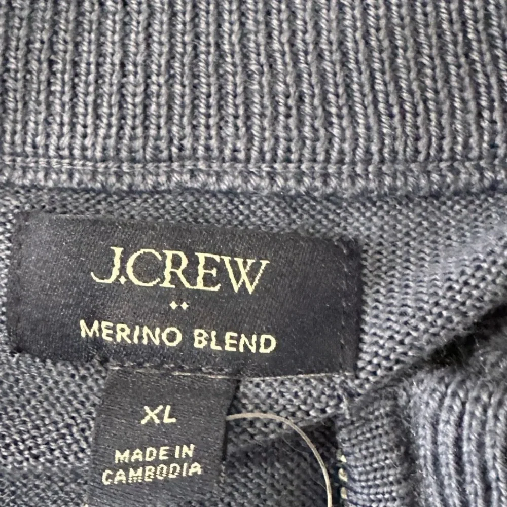 J.Crew Quarter-Zip Sweater SZ XL Blue NWT Merino Wool‎ Blend lightweight